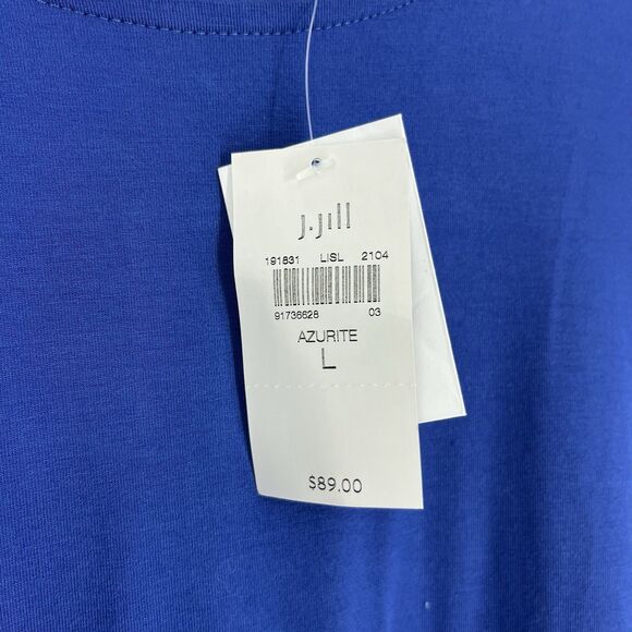 J Jill Wearever Dress Size Large Blue Short Sleeve Minimalist Shift Stretch - Picture 4 of 9